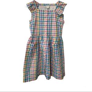 J crew big girls gingham summer print button dress sz 12 new with out tags